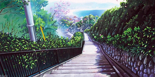 花园式阶梯动画图片:花园