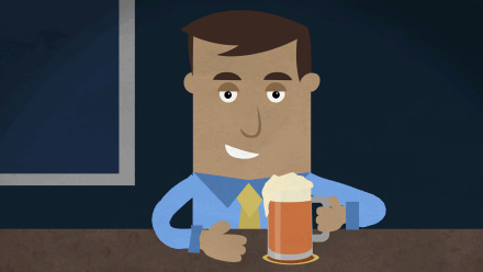 男人喝啤酒卡通gif素材:喝酒
