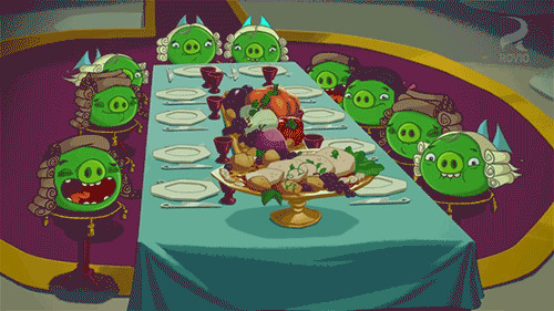 绿猪丰盛晚宴动画图片:猪猪