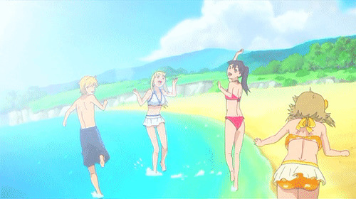 夏日结伴去游泳动画图片:夏日