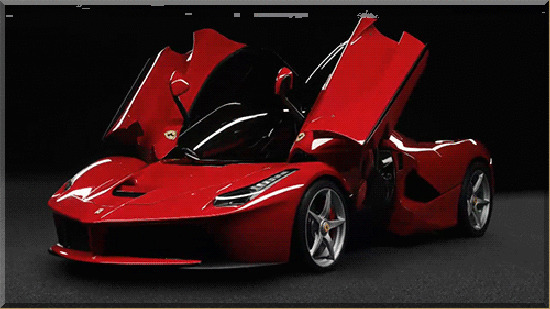 红色法拉利跑车动态图片:跑车