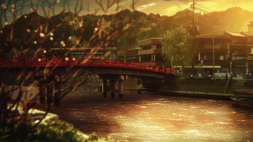 城镇小桥流水动画图片:流水