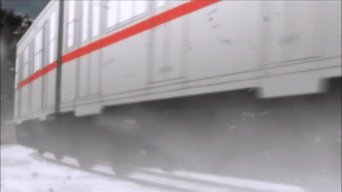 大雪天列车开过动画图片:火车