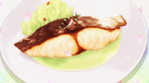 一块香煎鱼肉动画图片:煎鱼