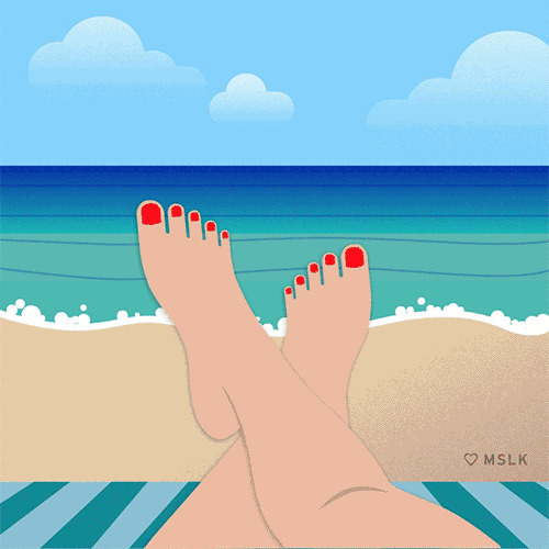 海滩小脚丫卡通动态图片