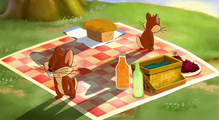 卡通老鼠野外就餐动态图片