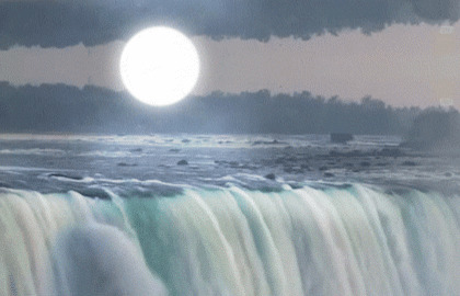 月下大瀑布唯美图片:瀑布