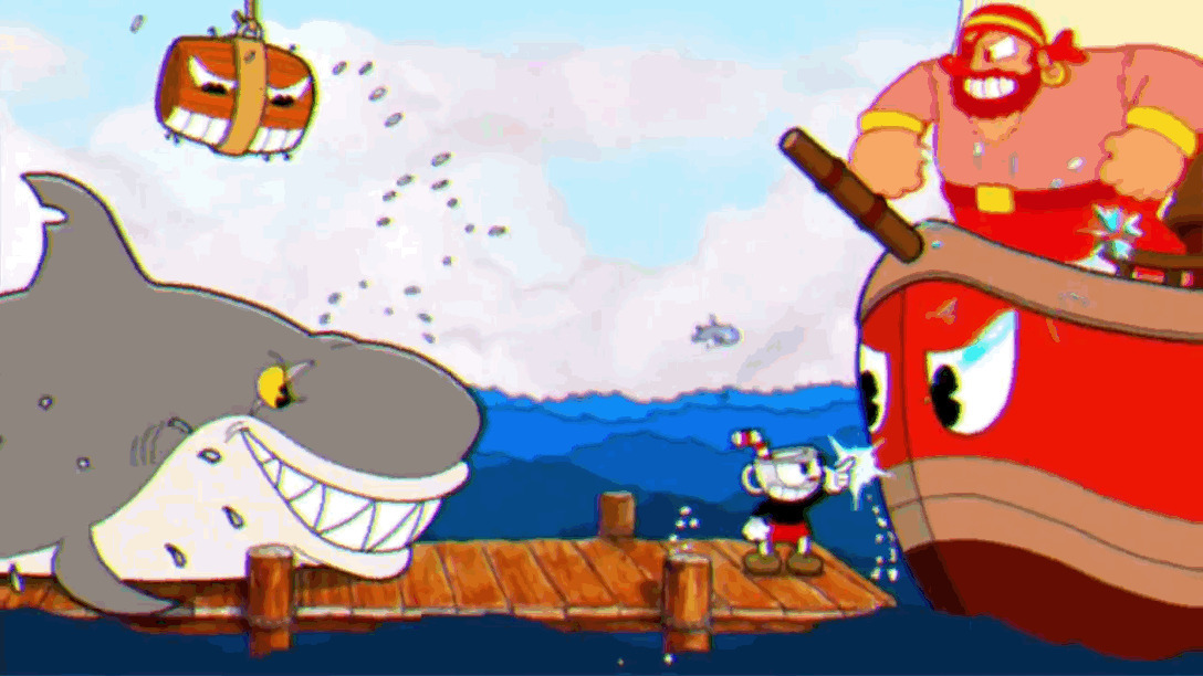 卡通鲨鱼海盗动态图片