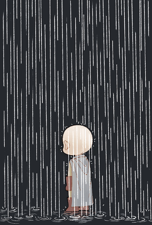 小和尚淋雨动画图片:淋雨