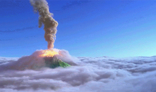 火山口冒烟动态图片