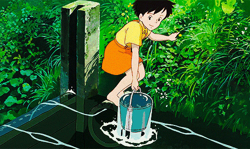 卡通小孩水桶取水动态图片