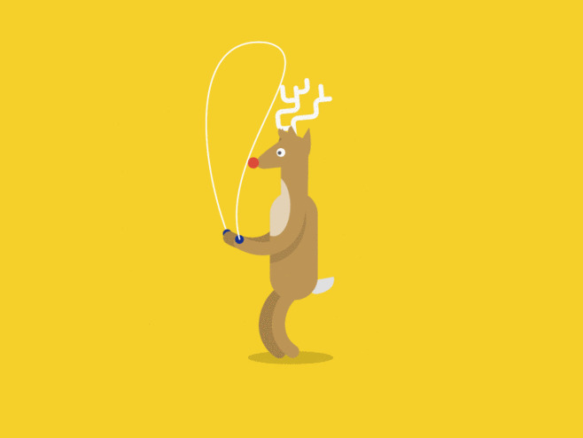一只可爱的卡通小鹿跳绳gif图片:跳绳