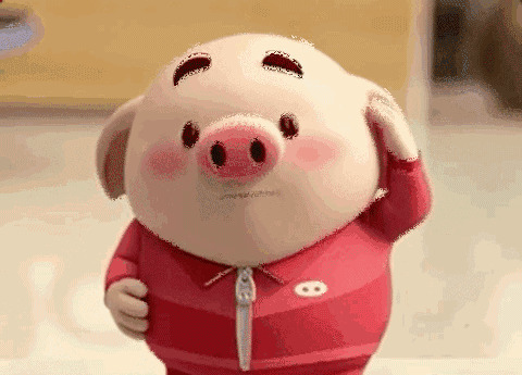 充满疑惑的卡通小猪GIF图片:小猪