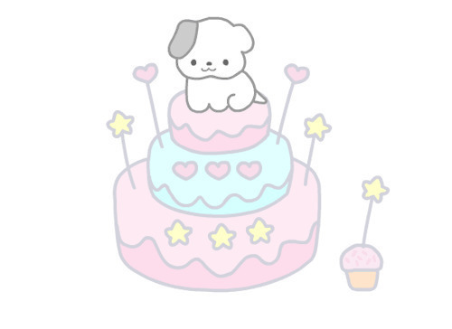 小狗狗生日蛋糕动画图片:蛋糕