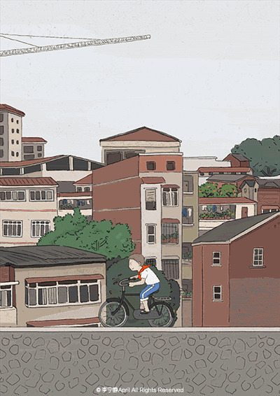 小学生骑单车动画图片:骑车