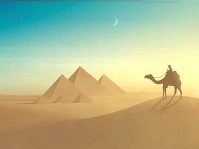 行走的沙漠骆驼动态图片素材