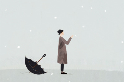 触摸雪花的人动画图片:雪花
