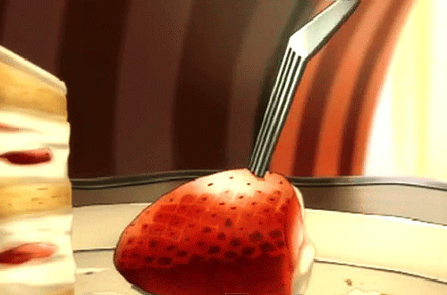 刀叉拨弄草莓动画图片