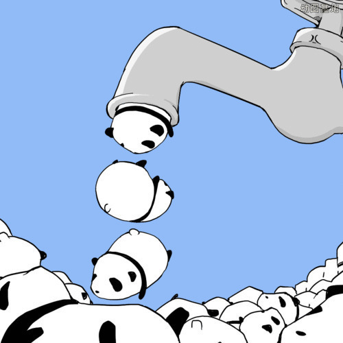 卡通水龙头吐出来的卡通小熊玩具GIF动态图