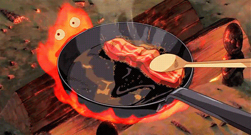 旺盛的柴火炸排骨动画图片:烤肉
