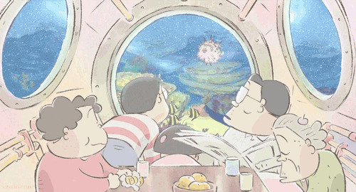 一家人在海底餐厅看鱼吃大餐动画图片