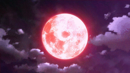 漂浮在天空的红月亮动画图片