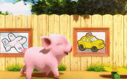 一只可爱的卡通小猪潇洒的走路GIF动态图