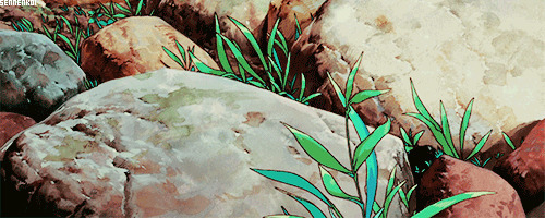 石头缝里的野草随风飘荡动画图片:野草