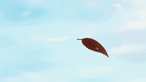 一片飘落的树叶动画图片:落叶