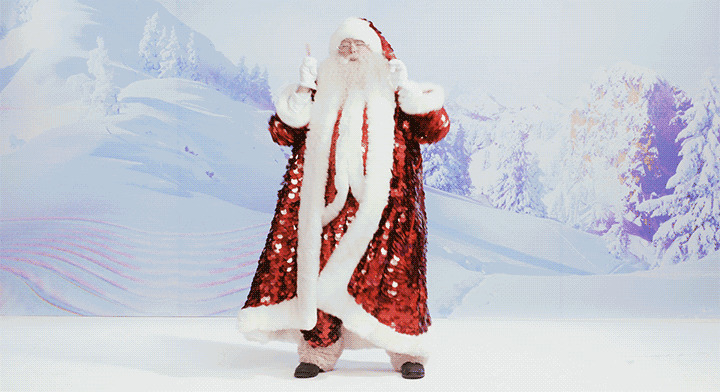 圣诞老人在大雪中跳舞GIF动态图:圣诞老人