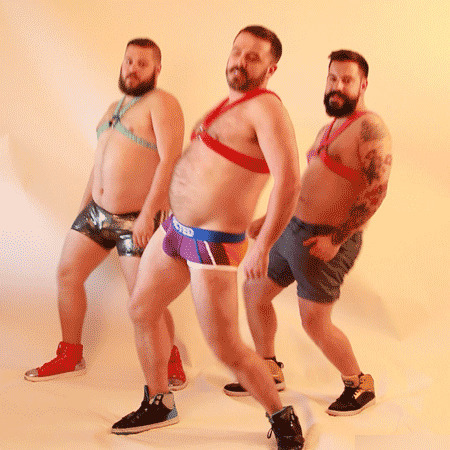 三个性感的胖男人跳舞GIF图片:跳舞