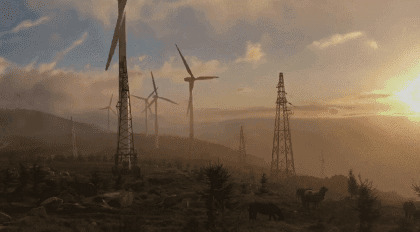高山上的风力发电GIF图片