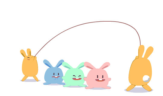 卡通小兔子跳绳GIF图片:跳绳