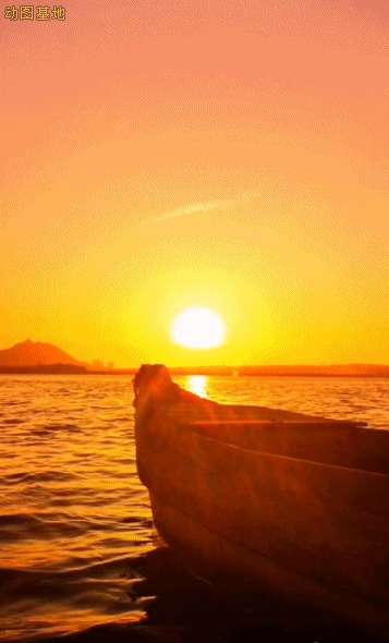 早上海平面上生气的太阳GIF图片