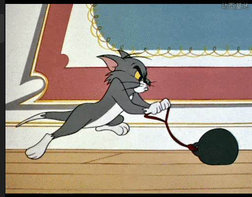 卡通猫猫轮着大锤走路GIF图片