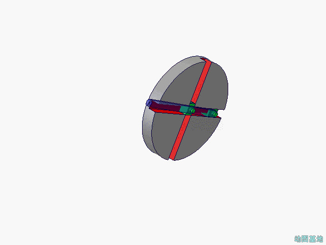 036_圆盘主动连杆做平面运动GIF动态图:机械原理