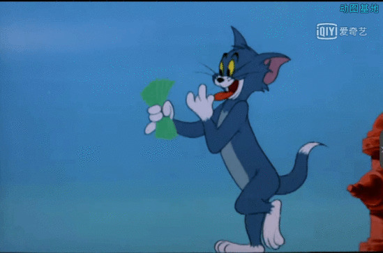 可爱的卡通猫猫数钱GF图片:汤姆,猫和老鼠