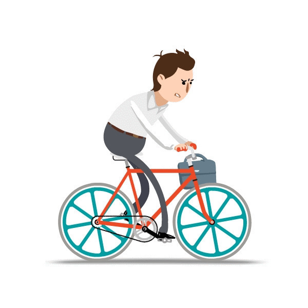 卡通男孩疯狂骑自行车GIF图片:骑车