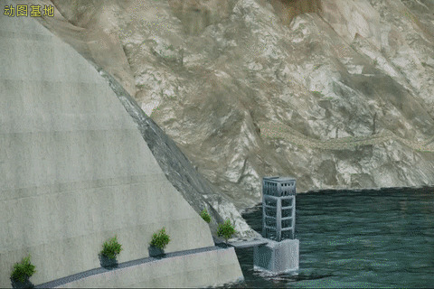 水电大坝泄洪动画图片