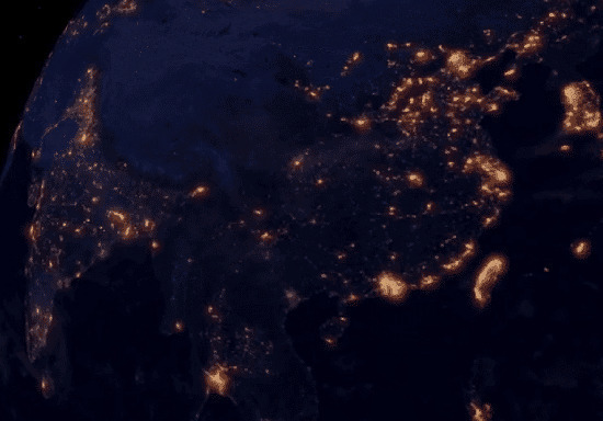 太空看地球夜景GIF图片:地球
