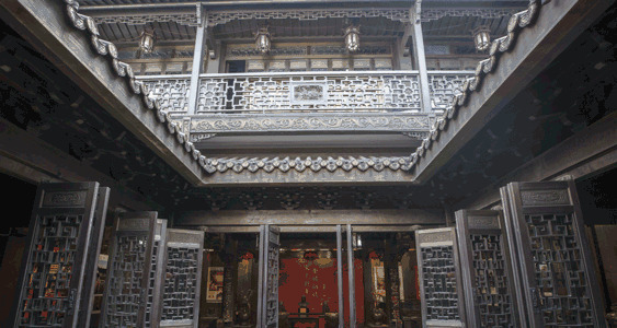 豪华中式古典庭院GIF图片:庭院,城墙