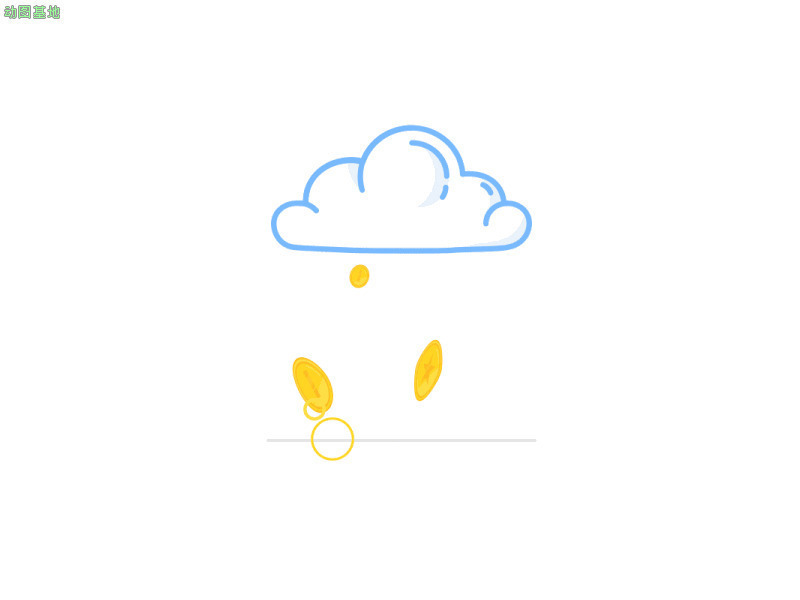下金币的云朵GIF图片:云朵