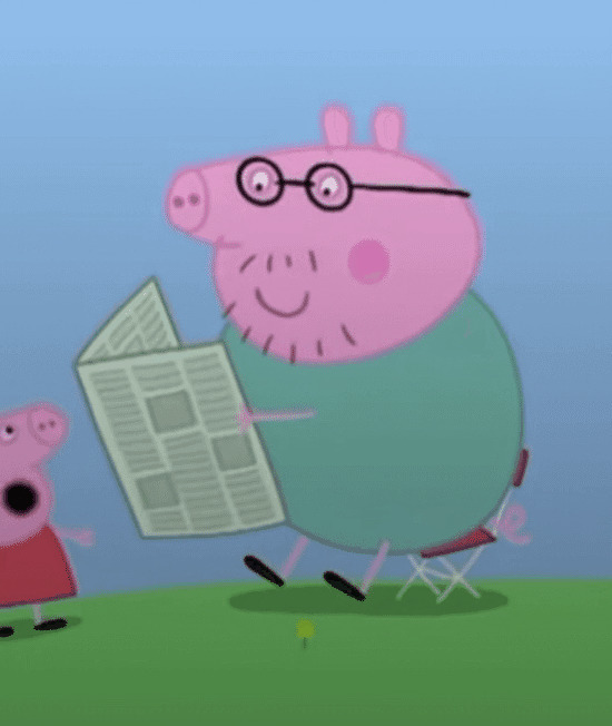 猪爸爸看报纸动画图片:小猪佩奇