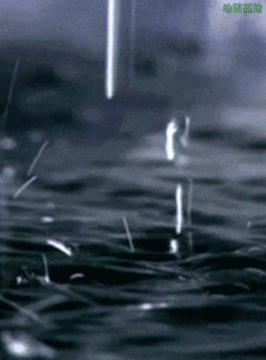 降落的雨滴GIF图片:下雨