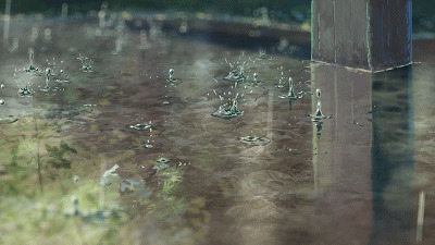 掉落地上的雨水动画图片:下雨,雨水