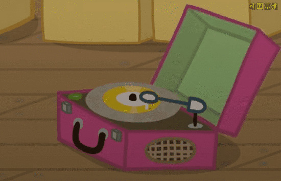 卡通唱片机播放着优美的音乐gif图片