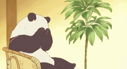 可爱的卡通熊猫坐在椅子上撒泼哭泣gif图片:熊猫