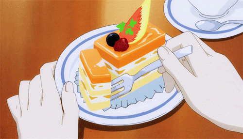 叉子切蛋糕gif图片:蛋糕