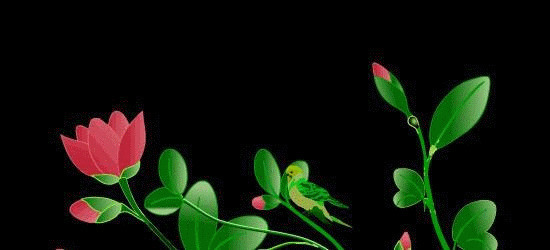 花丛中漂亮的鸟动画图片:小鸟