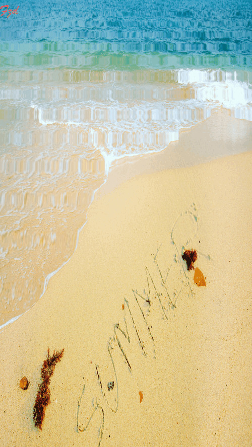 海滩上写字GIF图片:海滩,写字